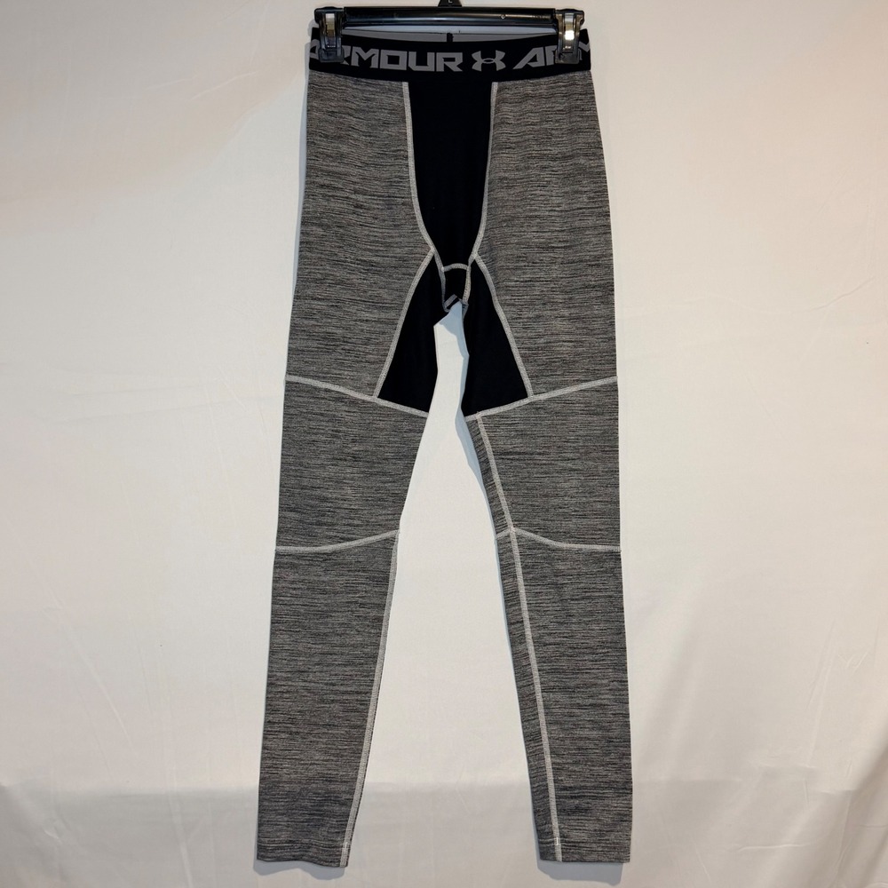 Under Armour Mens HeatGear Compression Leggings Gray Space Dye 1264296 Small